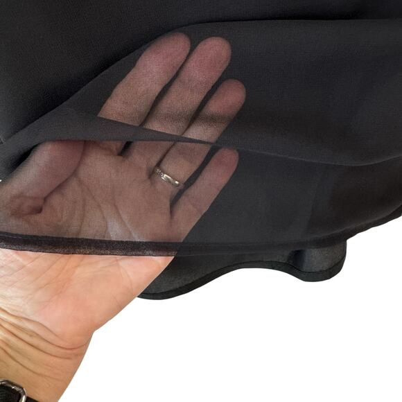 Vintage NITELINE DELLA ROUFOGALI Top Womens 4 Black Tank Chiffon Overlay Dressy - Picture 8 of 11